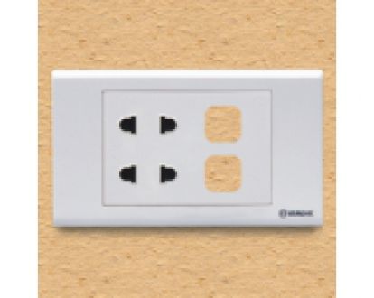 Ổ cắm đôi 2 chấu 16A với 2 lỗ