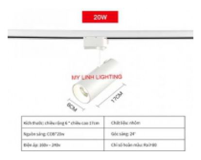 ĐÈN RỌI RAY CAO CẤP VỎ ĐEN 20W MỸ LINH